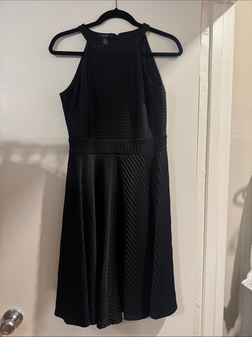 Alfani Black Textured Halter Midi Dress